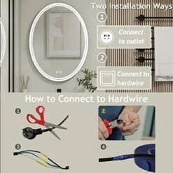 BuLife 28 X 20 Inch Oval LED Bathroom Mirror Anti-Fog 3 Colors Light Dimmable Wall Mounted Lighted Bathroom Vanity Mirror Memory Makeup Mirror Touch Switch -Moen Shop 51CTnak6HrL