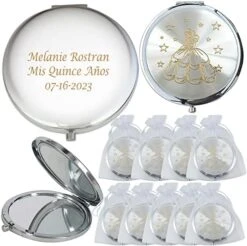 WE Mis Quince Años (12 PCS) Sweet 15, Sweet Sixteen, Quinceañera, Mis 15 Años Compact Mirror (Silver) -Moen Shop 51E GocfCqL. AC