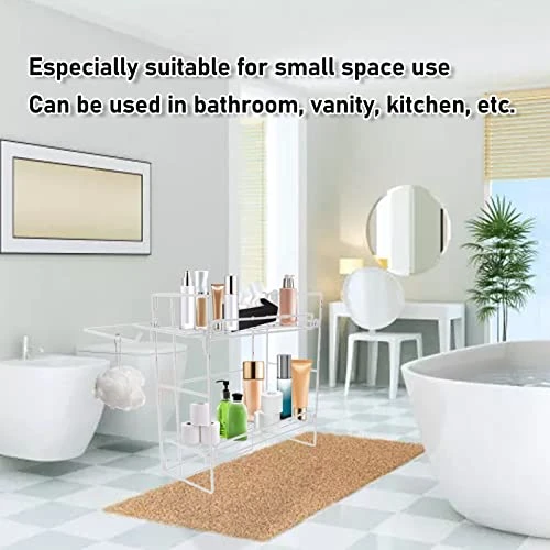 Storage Shelf Over The Toilet, Bathroom Shelves, 2-Tier Ventilation And Drainage With Hooks For Home (White) 5 Storage Shelf Over The Toilet, Bathroom Shelves, 2-Tier Ventilation And Drainage With Hooks For Home (White) - Image 3