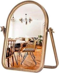 Geloo Vintage Table Desk Mirror-Bronze Metal Framed Standing Mirror 360 Degree Adjustable Swivel For Tabletop, Countertop, Bedroom,Bathroom,Living Room 11.8'' X 7.8'' -Moen Shop 51G37948wnL. AC