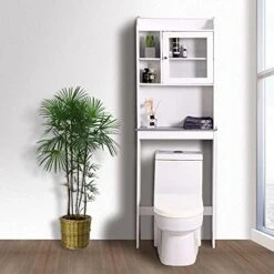 UFINEGO Over The Toilet Storage Cabinet With Storage Shelves 68.11 INCH Over Toilet Bathroom Organizer Bathroom Organizer Over Toilet, White -Moen Shop 51GOUnaGfaL. AC