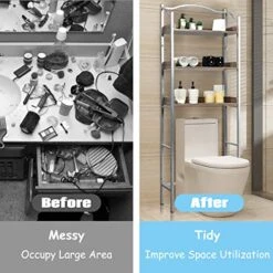 Giantex Over-The-Toilet Spacesaver 3-Tier W/Adjustable Shelves And Sturdy Metal, Easy Assembly Freestanding Bathroom Rack For Essentials Bathroom Storage Organizer Rack (Sliver) -Moen Shop 51HGgNyjB4L