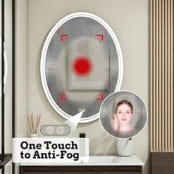 BuLife 28 X 20 Inch Oval LED Bathroom Mirror Anti-Fog 3 Colors Light Dimmable Wall Mounted Lighted Bathroom Vanity Mirror Memory Makeup Mirror Touch Switch -Moen Shop 51HHpSL0mQL