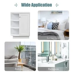 ELESS HOME Bathroom Storage Cabinet, Bathroom Floor Cabinet, Bathroom Cabinets Freestanding With 1 Door And 3 Open Shelves For Living Room Bathroom Home Office -Moen Shop 51HJa42ikSL