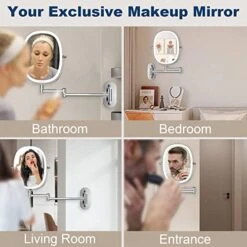 TOUCHFEEL Wall Mounted Makeup Mirror, 9 Inch 1X/7X Magnifying Mirror With 3 Color Light, Double Sided 360° Swivel Extendable Bathroom Mirror With Dimmable LED Light For Bedroom 12 TOUCHFEEL Wall Mounted Makeup Mirror, 9 Inch 1X/7X Magnifying Mirror With 3 Color Light, Double Sided 360° Swivel Extendable Bathroom Mirror With Dimmable LED Light For Bedroom -Moen Shop 51Hl0SsN0wL