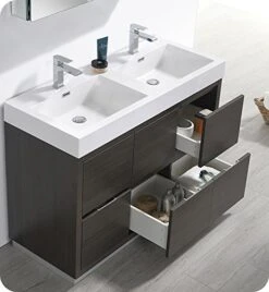 Fresca Valencia 48" Gray Oak Free Standing Double Sink Modern Bathroom Vanity 8 Fresca Valencia 48" Gray Oak Free Standing Double Sink Modern Bathroom Vanity -Moen Shop 51I96IRZXOL