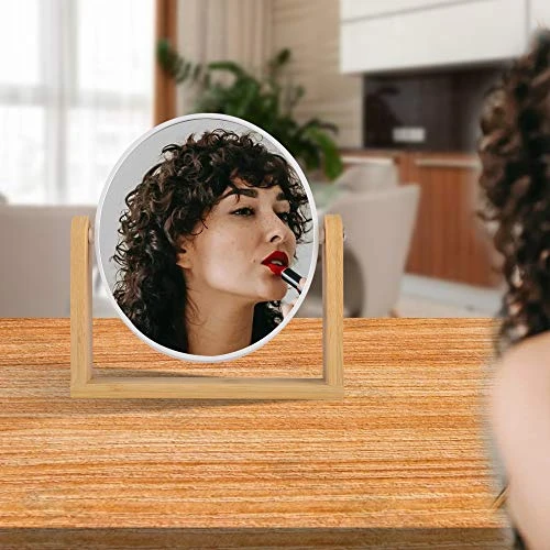 LOTIKO Makeup Mirror With Natural Bamboo Stand, 1X/3X Magnification Double Sided 360 Degree Swivel Magnifying Mirror,Vanity Table,Office Desk,Room Decor, Beauty Gifts(Oval) 7 LOTIKO Makeup Mirror With Natural Bamboo Stand, 1X/3X Magnification Double Sided 360 Degree Swivel Magnifying Mirror,Vanity Table,Office Desk,Room Decor, Beauty Gifts(Oval) - Image 5