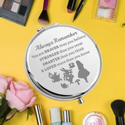 KEYCHIN Alice Fans Pocket Mirror Alice Fairy Tales Gift Always Remember You Are Braver Stronger Smarter Than You Think Compact Makeup Mirror For Women Girls Teenagers (Alice Mirror) -Moen Shop 51Id4HRzN0L