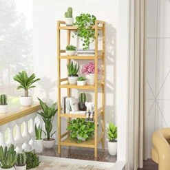 Homykic Bamboo Over The Toilet Storage And 5-Tier Bookshelf, Natural -Moen Shop 51J51TZHB6L