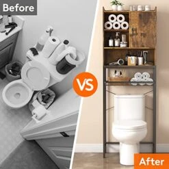 Lifewit Over The Toilet Storage Cabinet, Bathroom Organizer Shelves Over Toilet Storage, Freestanding Bathroom Rack Space Saver With Adjustable Shelves, Rustic Brown -Moen Shop 51JN03SmPhL