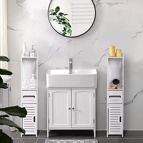 Bathroom Storage Cabinet, Bathroom Toilet Furniture Cabinet Easy To Install Wood Cupboard Shelf Tissue Storage Rack (31.5 X 6.1 X 5.9inch) 5 Bathroom Storage Cabinet, Bathroom Toilet Furniture Cabinet Easy To Install Wood Cupboard Shelf Tissue Storage Rack (31.5 X 6.1 X 5.9inch) - Image 3