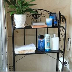 LISDERGOD 3 Tier Over-the-toilet Storage Rack, Modern Wrought Iron Bathroom Organizer Free Standing Restroom Organizers For Paper Towels Shampoo With Hooks And Toilet Paper Holder For Balcony/laundry -Moen Shop 51KIZZ1FUlL