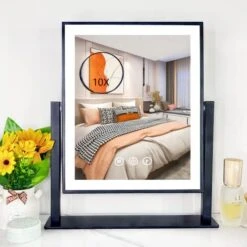 Kotdning Vanity Mirror With Lights,Lighted Vanity Mirror With 9 Dimmable Bulbs For Dressing Room & Bedroom,3 Color Lighting,Modes Detachable 10x Magnification 360°Ratation(White) -Moen Shop 51LK7805vGL. AC