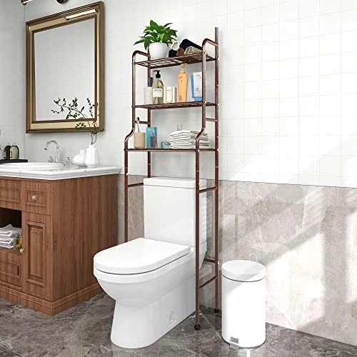 HAHRIR 3-Shelf Bathroom Organizer Over The Toilet Space Saver Over The Toilet Rack Bathroom Corner Stand Storage Organizer, Brown 3 HAHRIR 3-Shelf Bathroom Organizer Over The Toilet Space Saver Over The Toilet Rack Bathroom Corner Stand Storage Organizer, Brown - Image 2