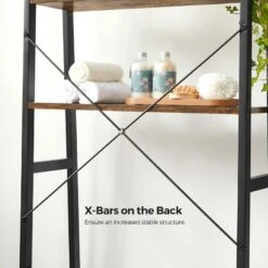 VASAGLE Over The Toilet Storage, 3-Tier Bathroom Storage Shelf, With Adjustable Bottom Stabilizer Bar, Space-Saving, Steel Frame, Industrial Style, Rustic Brown And Black UBTS005B01 -Moen Shop 51MII3upHrL