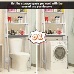 Tangkula Bathroom Space Saver, Over The Toilet Storage Rack, Free Standing 3-Shelf Bathroom Organizer, Multifunctional Bathroom Toilet Rack (White) -Moen Shop 51OAe63czaL