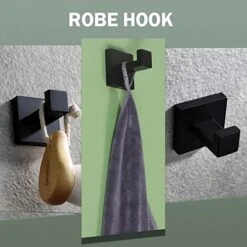 VELIMAX Premium Stainless Steel 4 Pieces Bathroom Hardware Accessories Set Wall Mounted Towel Bar Set, Matte Black, 23.6-Inch -Moen Shop 51ObzYeu98L