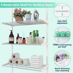 Over The Toilet Storage Organizer,4 Tire Stainless Steel Tension Pole Adjustable Bathroom Shelves Over Toilet Cabinet Storage,Space Saving Bathroom Organizer Above Toilet Rack 97 To116” White -Moen Shop 51PmlX627IL