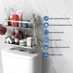 Misounda Over The Toilet Storage,Toilet Rack,Toilet Storage Rack, 2-Tier Bathroom Organizer Shelves With Divider,No Drilling Space Saver With Wall Mounting Design，White -Moen Shop 51Qz8MNMnnL