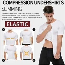 TTCPUYSA 2021 Men's Shaper Slimming Compression T-Shirt,Athletic Slim Shapewear Compression Vest Sleeveless,Suitable For Sports And Fitness (Black, M) 11 TTCPUYSA 2021 Men's Shaper Slimming Compression T-Shirt,Athletic Slim Shapewear Compression Vest Sleeveless,Suitable For Sports And Fitness (Black, M) -Moen Shop 51QzOD2i7RS