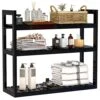 Bathroom Bamboo Shelf Organizer - 3 Tier Storage Shelf With Adjustable Wall Mounted Shelf Rack Over Toilet, Use For Bathroom, Kitchen, Living Room (Black) -Moen Shop 51RFmI5uZKL