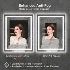 VanPokins LED Bathroom Mirror, 24x32 Inch Gradient Front And Backlit LED Mirror For Bathroom, 3 Colors Dimmable CRI>90 Double Lights, IP54 Enhanced Anti-Fog, Hanging Plates Wall Mount Lighted Mirror -Moen Shop 51RHoINmQFL