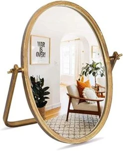 Geloo Vintage Table Desk Mirror-Bronze Metal Framed Standing Mirror 360 Degree Adjustable Swivel For Tabletop, Countertop, Bedroom,Bathroom,Living Room 11.8'' X 7.8'' -Moen Shop 51RUzNWqlZL. AC