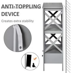 Kleankin X- Frame Freestanding Floor Bathroom Storage With Two Drawers, Storage Organizer, Cabinet With 3 Shelves, Grey -Moen Shop 51SQv7oVY1L