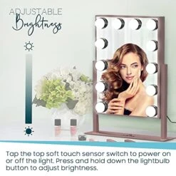 Impressions Vanity Hollywood Tri-Tone XL Makeup Mirror With 12 LED Bulbs, Vanity Dressing Mirror With 360 Degree Swivel (Rose Gold) -Moen Shop 51U98j74ytL