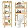 Homykic Bamboo Over The Toilet Storage And 5-Tier Bookshelf, Natural
