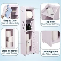 Aomomery Toilet Paper Storage,Small Bathroom Storage For Small Spaces,4 Tier Design Slim Storage Cabinet,Waterproof Toilet Storage Cabinet -Moen Shop 51Ur2iCvOZL