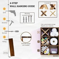 Tic Tac Toe Toilet Paper Holder | Rustic Wall Mounted Floating Hanging Or Freestanding Storage Wooden Shelf | Over The Toilet Roll Storage Rack Organizer | Bathroom Vintage Decor (Farmhouse Brown) 14 Tic Tac Toe Toilet Paper Holder | Rustic Wall Mounted Floating Hanging Or Freestanding Storage Wooden Shelf | Over The Toilet Roll Storage Rack Organizer | Bathroom Vintage Decor (Farmhouse Brown) -Moen Shop 51VeNXLegaL