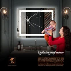 Bonnlo 32"×24" (800×600mm)Bluetooth Mirror,Led Bathroom Mirror Smart Mirror With Bluetooth Speaker, Anti-Fog Bathroom Led Mirror With Memory Touch, Dimmable Espejos Para Baños, Vertically/Horizontally -Moen Shop 51VpxaBg6tL