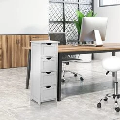 Bonnlo Bathroom Organizer And Storage Wooden Side Bathroom Cabinet With 4 Drawers Free Standing Cabinet White For Bathroom Bedroom Living Room Hallway, 11 13/16" X11 13/16" X32 3/8" 12 Bonnlo Bathroom Organizer And Storage Wooden Side Bathroom Cabinet With 4 Drawers Free Standing Cabinet White For Bathroom Bedroom Living Room Hallway, 11 13/16" X11 13/16" X32 3/8" -Moen Shop 51W5ceOEIsL