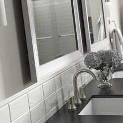 Delta Wall Mount 21 In. X 28 In. Small (S1) Rectangular Framed Float Mounting Bathroom Mirror In Matte White With Standard Glass