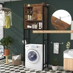 Iwell Over The Toilet Storage Cabinet, Tall Over Toilet Bathroom Organizer With Adjustable Shelf & Paper Hooks, Freestanding Bathroom Space Saver, 66.9''H, Rustic Brown -Moen Shop 51YTVVlsqUL