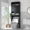 Hcman Over The Toilet Storage Cabinet - 77" H Over Toilet Bathroom Cabinet Organizer With Open Shelves And Double Doors, Black -Moen Shop 51ZIZDmBpRL