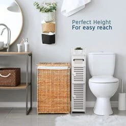 MEZHI Bathroom Storage Cabinet Floor Standing Toilet Paper Organizer Shelves With Door (White) 12 MEZHI Bathroom Storage Cabinet Floor Standing Toilet Paper Organizer Shelves With Door (White) -Moen Shop 51ZZ6crGRKL