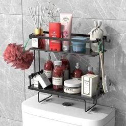 Misounda Over The Toilet Storage,Toilet Rack,Toilet Storage Rack, 2-Tier Bathroom Organizer Shelves With Divider,No Drilling Space Saver With Wall Mounting Design，White -Moen Shop 51ZyIVTDg5L. AC