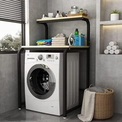 Bathroom Storage Shelves,Washer Storage Frames Floor Standing Punch Free Suitable For Over Toilet High Temperature Steel Balcony Washinghine Shelf Roller Bracket/Black/a -Moen Shop 51b3 F0Kf1L. AC