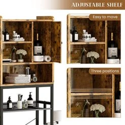 Lamerge Over The Toilet Storage Cabinet, Bathroom Toilet Rack, Freestanding Bathroom Organizer Over Toilet With Adjustable Shelf, Paper Hook, Space Saver Toilet Stands, Open Storage, Rustic Brown 11 Lamerge Over The Toilet Storage Cabinet, Bathroom Toilet Rack, Freestanding Bathroom Organizer Over Toilet With Adjustable Shelf, Paper Hook, Space Saver Toilet Stands, Open Storage, Rustic Brown -Moen Shop 51b5R4wvKbL