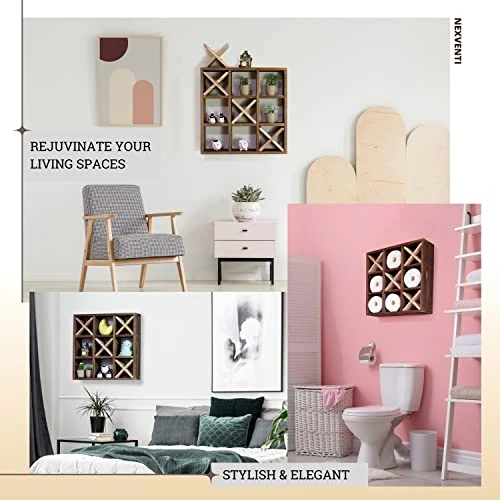 Tic Tac Toe Toilet Paper Holder | Rustic Wall Mounted Floating Hanging Or Freestanding Storage Wooden Shelf | Over The Toilet Roll Storage Rack Organizer | Bathroom Vintage Decor (Farmhouse Brown) 6 Tic Tac Toe Toilet Paper Holder | Rustic Wall Mounted Floating Hanging Or Freestanding Storage Wooden Shelf | Over The Toilet Roll Storage Rack Organizer | Bathroom Vintage Decor (Farmhouse Brown) - Image 4