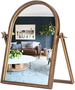 Geloo Vintage Table Desk Mirror-Bronze Metal Framed Standing Mirror 360 Degree Adjustable Swivel For Tabletop, Countertop, Bedroom,Bathroom,Living Room 11.8'' X 7.8'' -Moen Shop 51bSz5EZzNL. AC