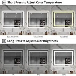 SHUAFA LED Mirror For Bathroom, 24x32 Inch Backlit + Front Lighted Bathroom Mirror With Lights, High-Density Double Light Strips, 3 Colors, Shatter-Proof, Anti-Fog And Brightness Memory 20 SHUAFA LED Mirror For Bathroom, 24x32 Inch Backlit + Front Lighted Bathroom Mirror With Lights, High-Density Double Light Strips, 3 Colors, Shatter-Proof, Anti-Fog And Brightness Memory -Moen Shop 51bZO9WjUoL