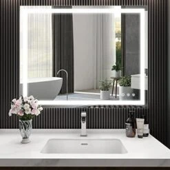 BesMirror 40’’x24’’ Bathroom Mirror With Lights, Anti-Fog Wall Mounted LED Vanity Mirror With 3 Color, Shatter-Proof, Stepless Dimmable, Frameless, Smart Touch Button, Horizontal/Vertical -Moen Shop 51bk0EzEnSL. AC