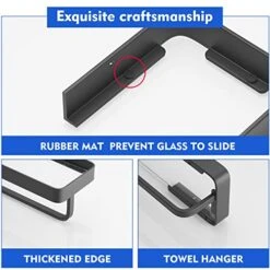 Dancrul Bathroom Shelf, Glass Bathroom Shelves Wall Mounted, Rectangular Floating Shelves, Shelves For Wall Decor, Bathroom Organizer, Matte Black Set -Moen Shop 51c02m0sUxL