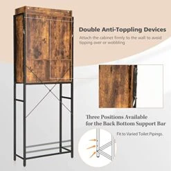 LOKO Over The Toilet Storage Cabinet, Freestanding Bathroom Space Saver With Adjustable Shelves & Sliding Barn Door, 4-Tier Over Toilet Bathroom Organizer, 25 X 9.5 X 67.5 Inches (Rustic Brown) 16 LOKO Over The Toilet Storage Cabinet, Freestanding Bathroom Space Saver With Adjustable Shelves & Sliding Barn Door, 4-Tier Over Toilet Bathroom Organizer, 25 X 9.5 X 67.5 Inches (Rustic Brown) -Moen Shop 51c3jneUfqL
