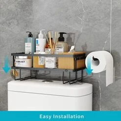 Over The Toilet Storage, Bathroom Organizer Shelves,Multifunctional Toilet Rack, No Drilling Space Saver With Wall Mounting Design,with Hook & Adhesive Base, Black 13 Over The Toilet Storage, Bathroom Organizer Shelves,Multifunctional Toilet Rack, No Drilling Space Saver With Wall Mounting Design,with Hook & Adhesive Base, Black -Moen Shop 51cEMi9j1HL