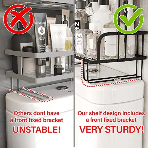 RICH LIVING DECOR Over The Toilet Storage, Over Toilet Bathroom Organizer, Above Toilet Rack, Toilet Stand, Bathroom Shelves Over Toilet, High-Grade Carbon Steel, Easy Assembly, 2-Tier Black 4 RICH LIVING DECOR Over The Toilet Storage, Over Toilet Bathroom Organizer, Above Toilet Rack, Toilet Stand, Bathroom Shelves Over Toilet, High-Grade Carbon Steel, Easy Assembly, 2-Tier Black - Image 2