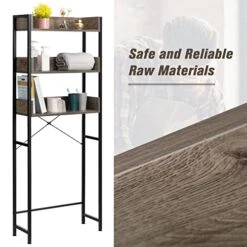 ALIMORDEN Over-The-Toilet Storage Rack, 3-Tier Bathroom Storage Organizer, Freestanding Space Saver With 2 Hooks For Paper Holder -Moen Shop 51cP8AozEFL